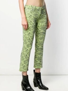 NWT J Brand Lime Boa Selena Mid-rise Cropped Boot Denim Sz 26 Neon